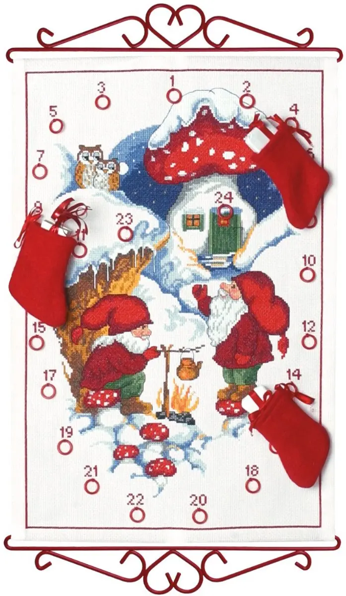 Permin borduurpakket Adventskalender kabouterdorp 34-1545 telpatroon