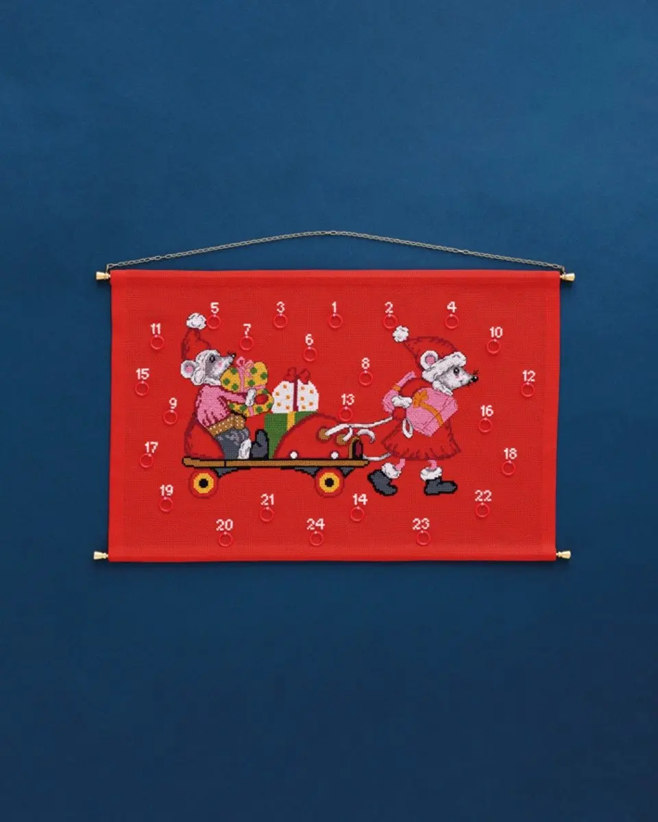 Permin borduurpakket Adventskalender Muizen 34-3284 telpatroon
