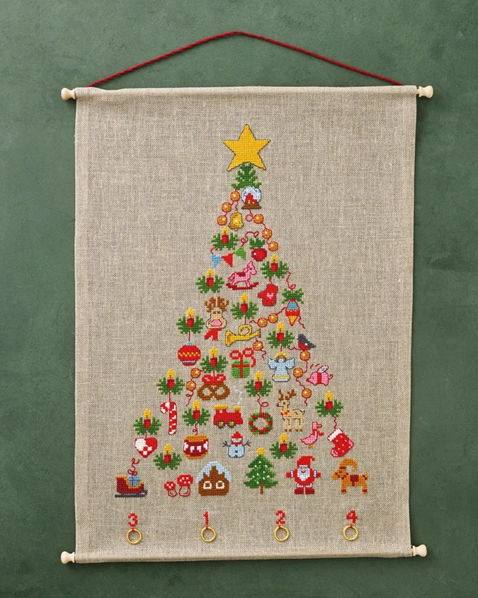 Permin borduurpakket adventsboom 34-5268 telpatroon