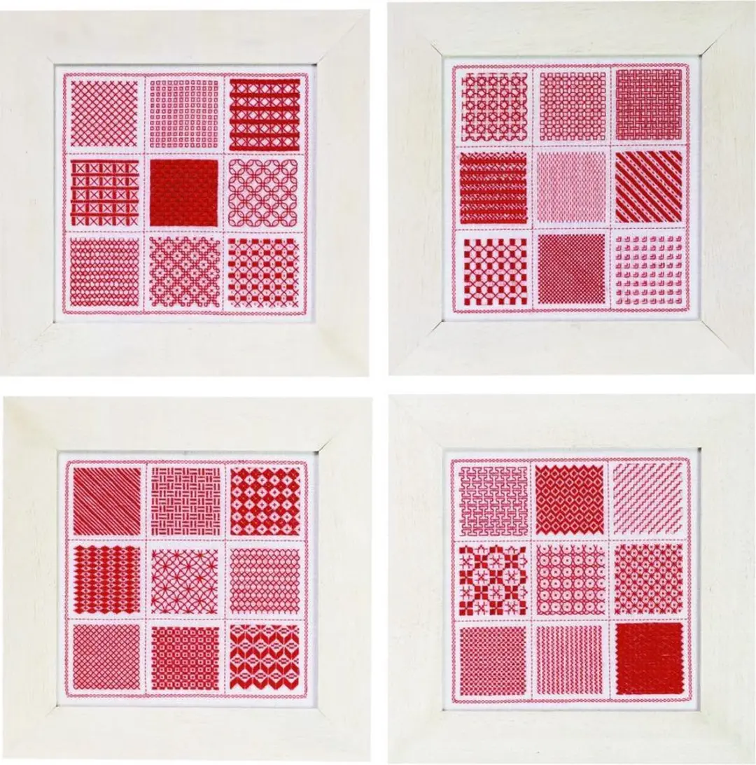 borduurpakket 39-1400 merklap, stekenlap, rood