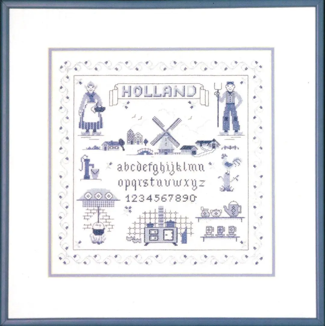 borduurpakket 39-1405 delftsblauw, merklap, holland