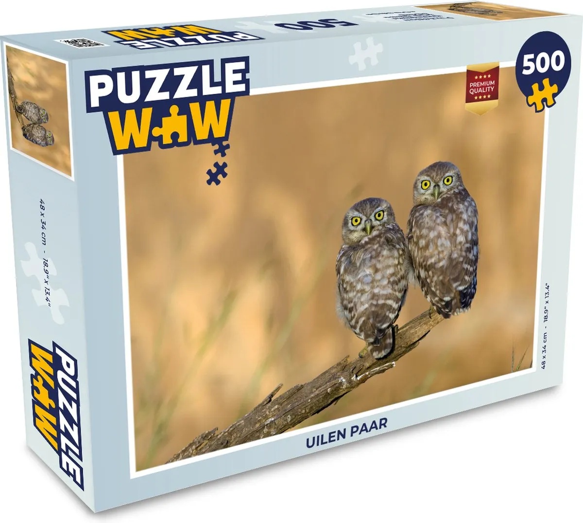PuzzleWow Uilen Paar Legpuzzel 500 Stuks - Multicolor
