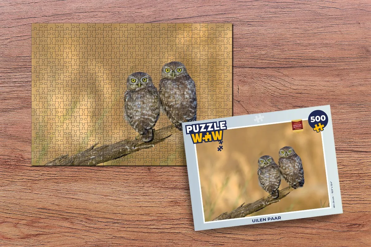 PuzzleWow Uilen Paar Legpuzzel 500 Stuks - Multicolor