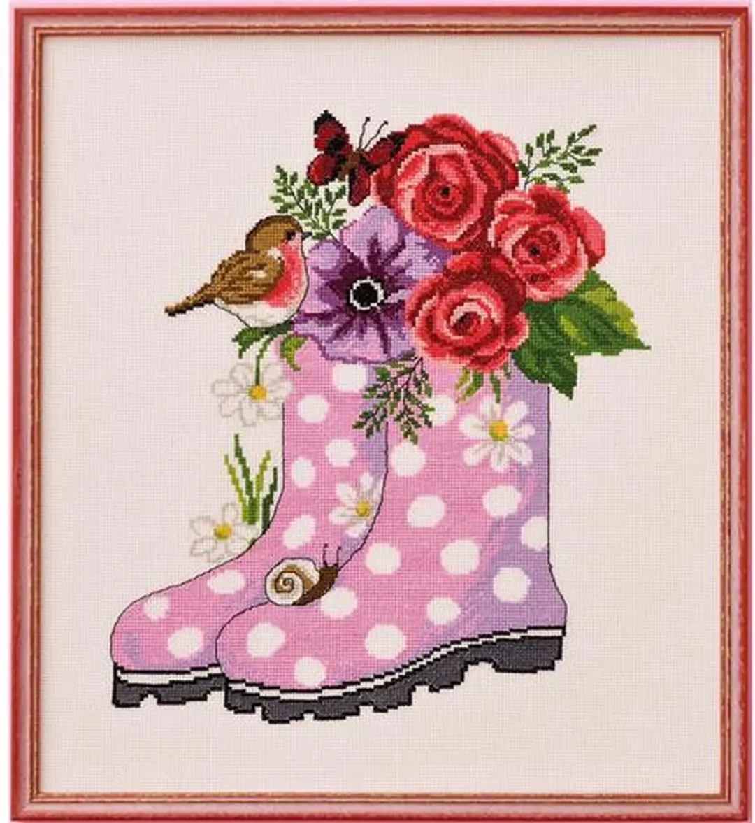 Permin borduurpakket laarzen met bloemen 90-2114