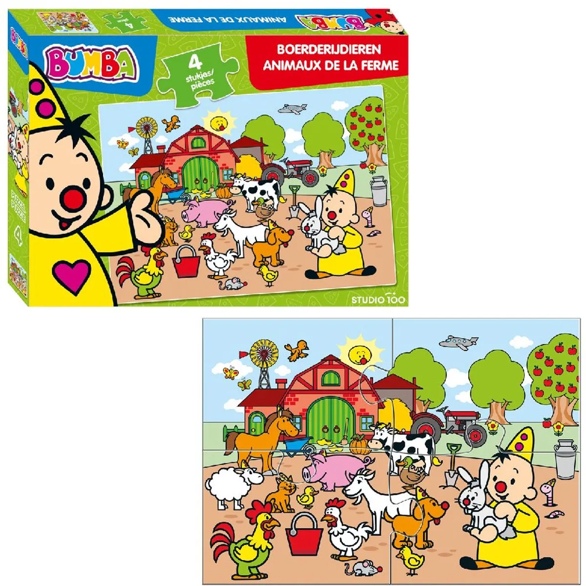 Bumba Puzzel Boerderijdieren 4 Stuks - Multicolor