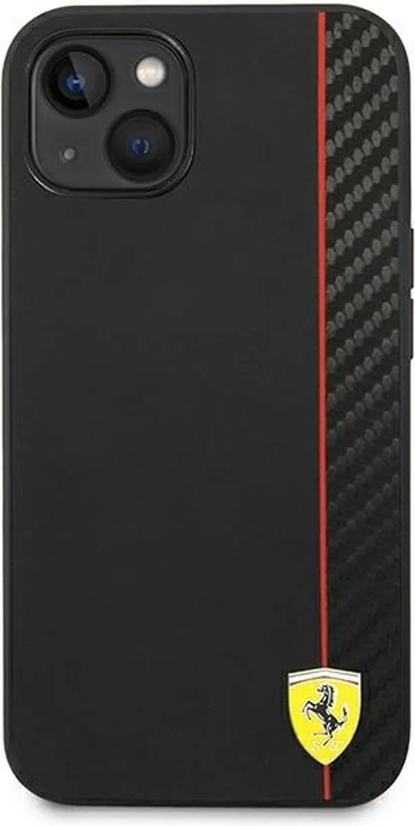 Ferrari Smooth Carbon Hoes iPhone 14 Plus - Zwart