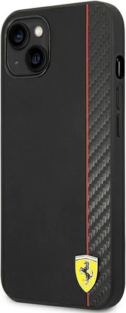 Ferrari Smooth Carbon Hoes iPhone 14 Plus - Zwart