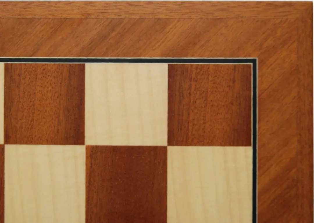 Schaakbord Sapeli/Ahorn-hout 52cm/55mm, Maat 6