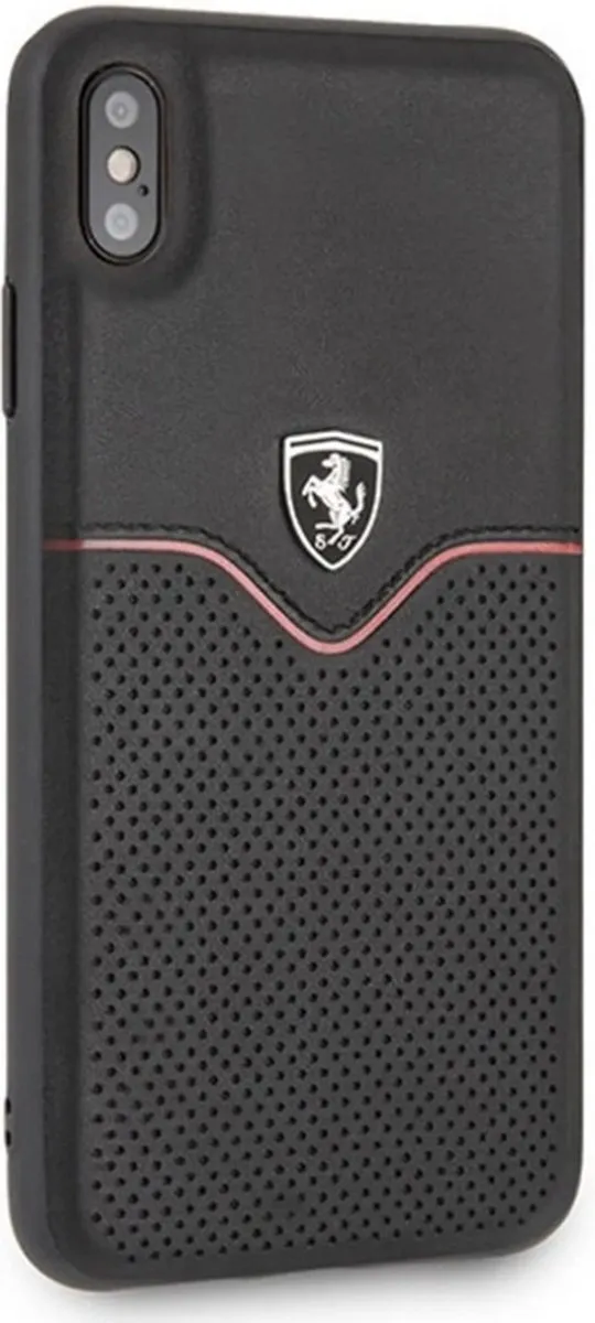 Ferrari Perforated Back Case iPhone XS Max - Zwart