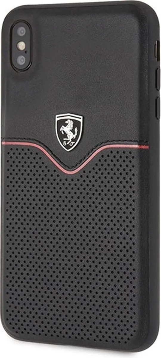 Ferrari Perforated Back Case iPhone XS Max - Zwart