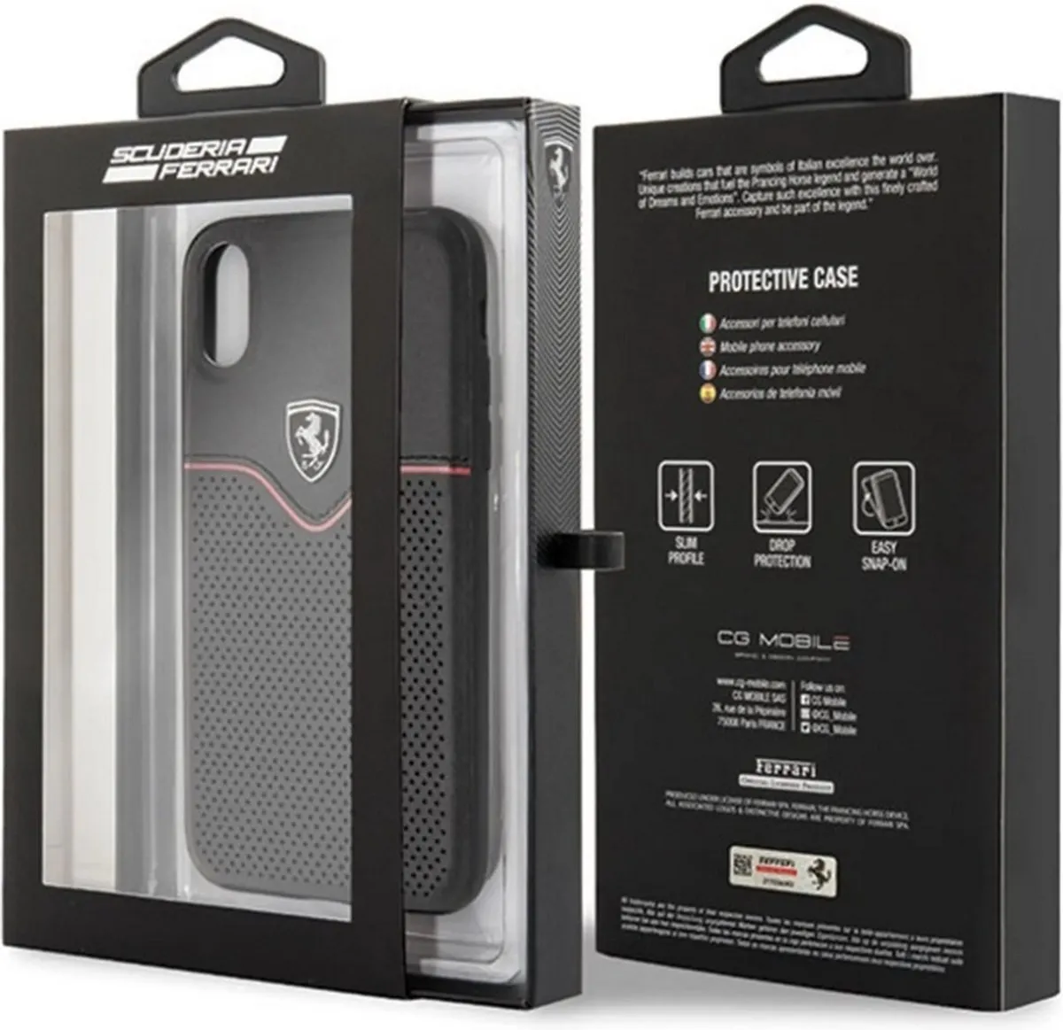 Ferrari Perforated Back Case iPhone XS Max - Zwart