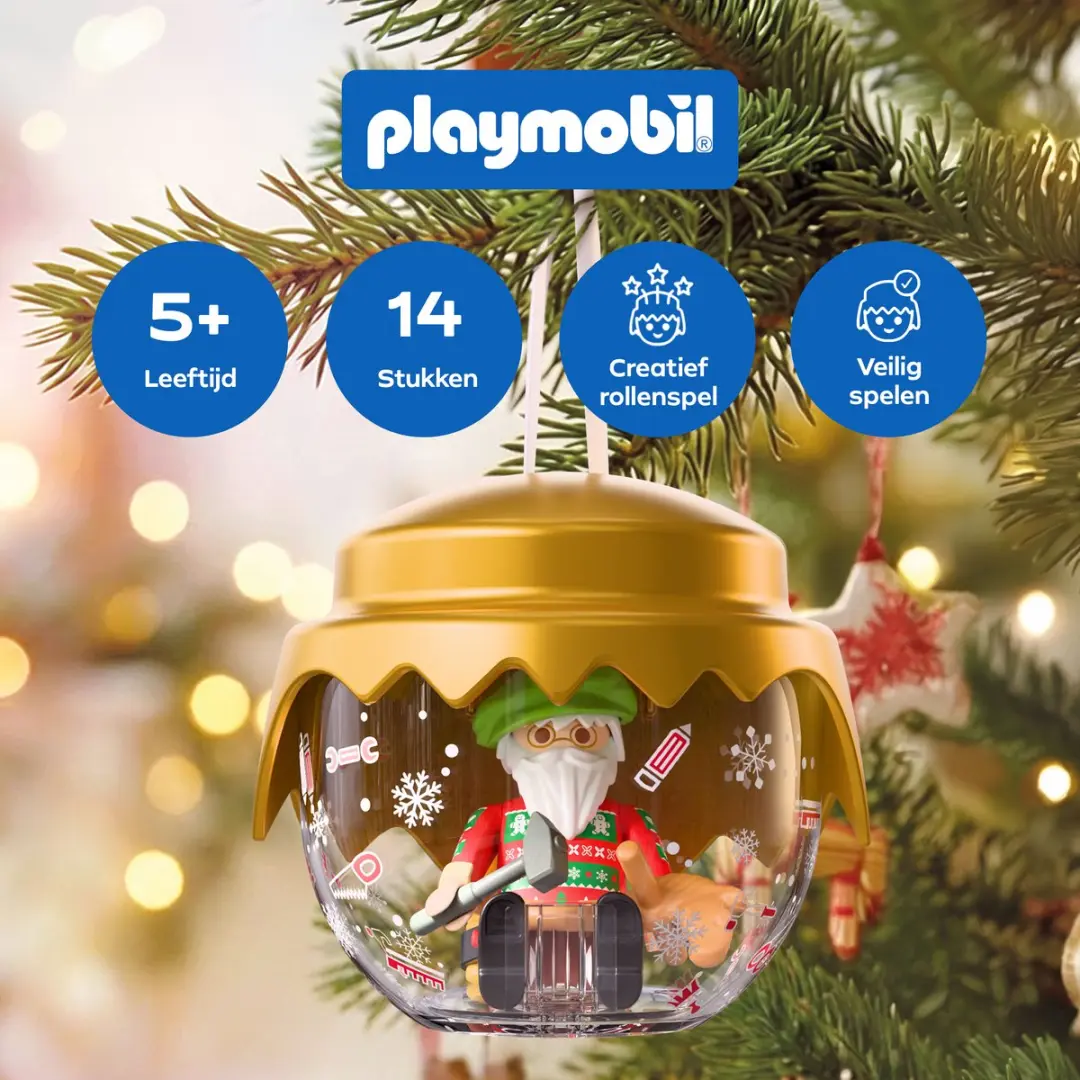 Playmobil Christmas Kerstbal 72222 - Knutselende Kerstman & Paard - afbeelding 2 van 6