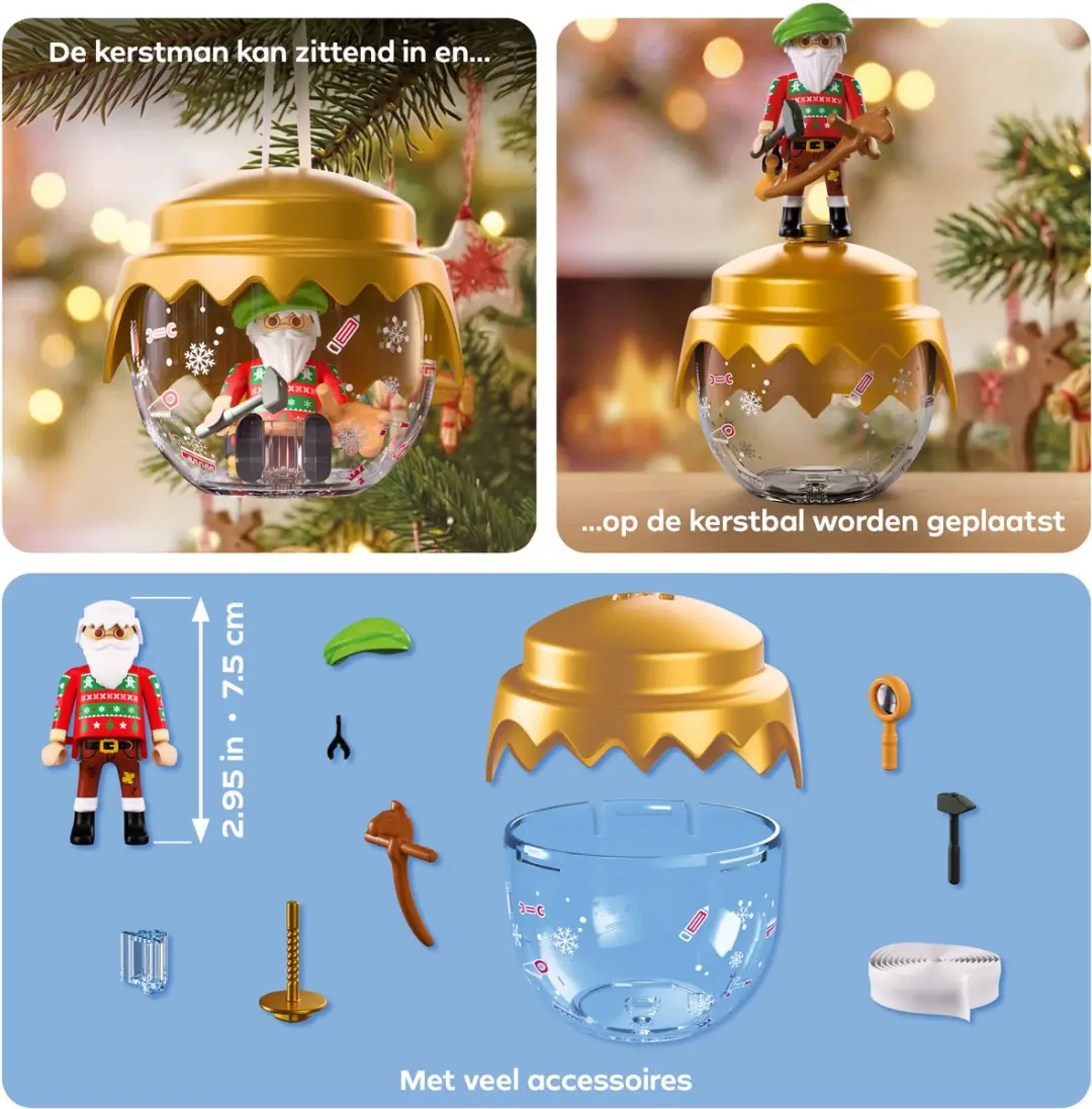 Playmobil Christmas Kerstbal 72222 - Knutselende Kerstman & Paard - afbeelding 5 van 6