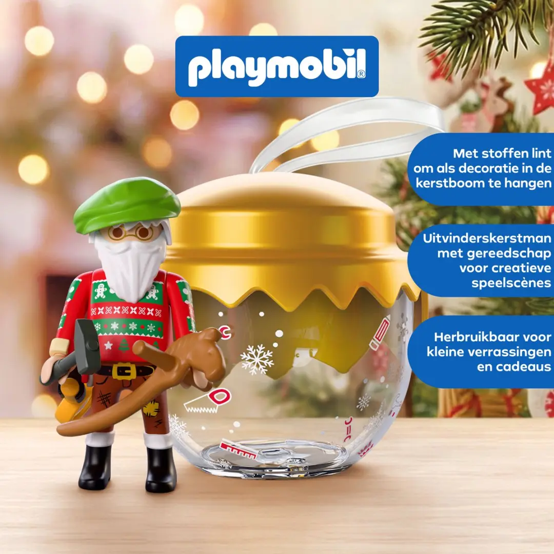 Playmobil Christmas Kerstbal 72222 - Knutselende Kerstman & Paard - afbeelding 3 van 6