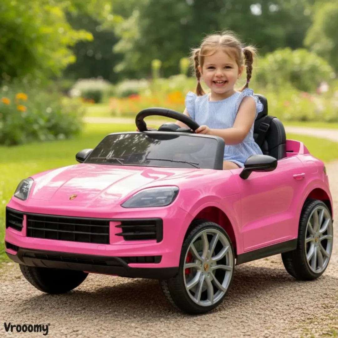 Vrooomy Porsche Cayenne 12V Kinderauto Roze - 5100625 - afbeelding 4 van 6