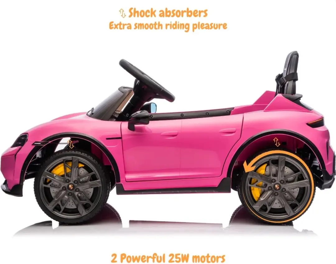Vrooomy Porsche Taycan Turbo S 12V Kinderauto Roze - afbeelding 3 van 6