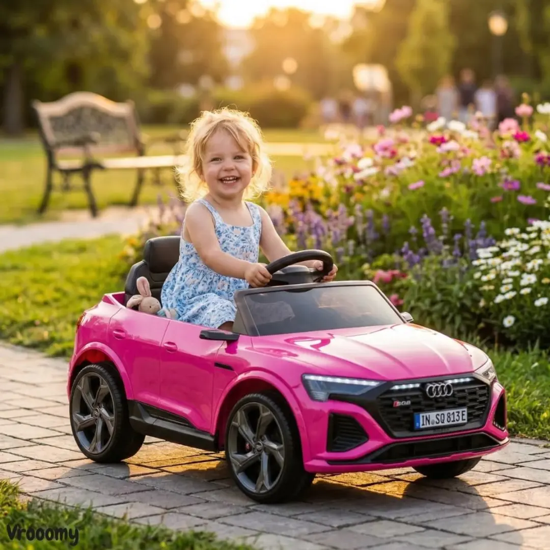 Vrooomy Audi SQ8 e-Tron Elektrische Kinderauto 12V - Roze - afbeelding 4 van 6