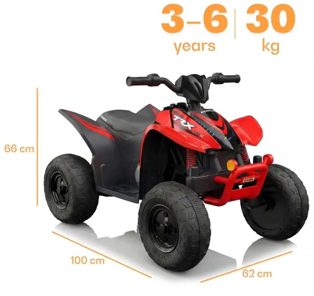 Vrooomy Honda TRX90X 12V Kinderquad Rood - afbeelding 6 van 6