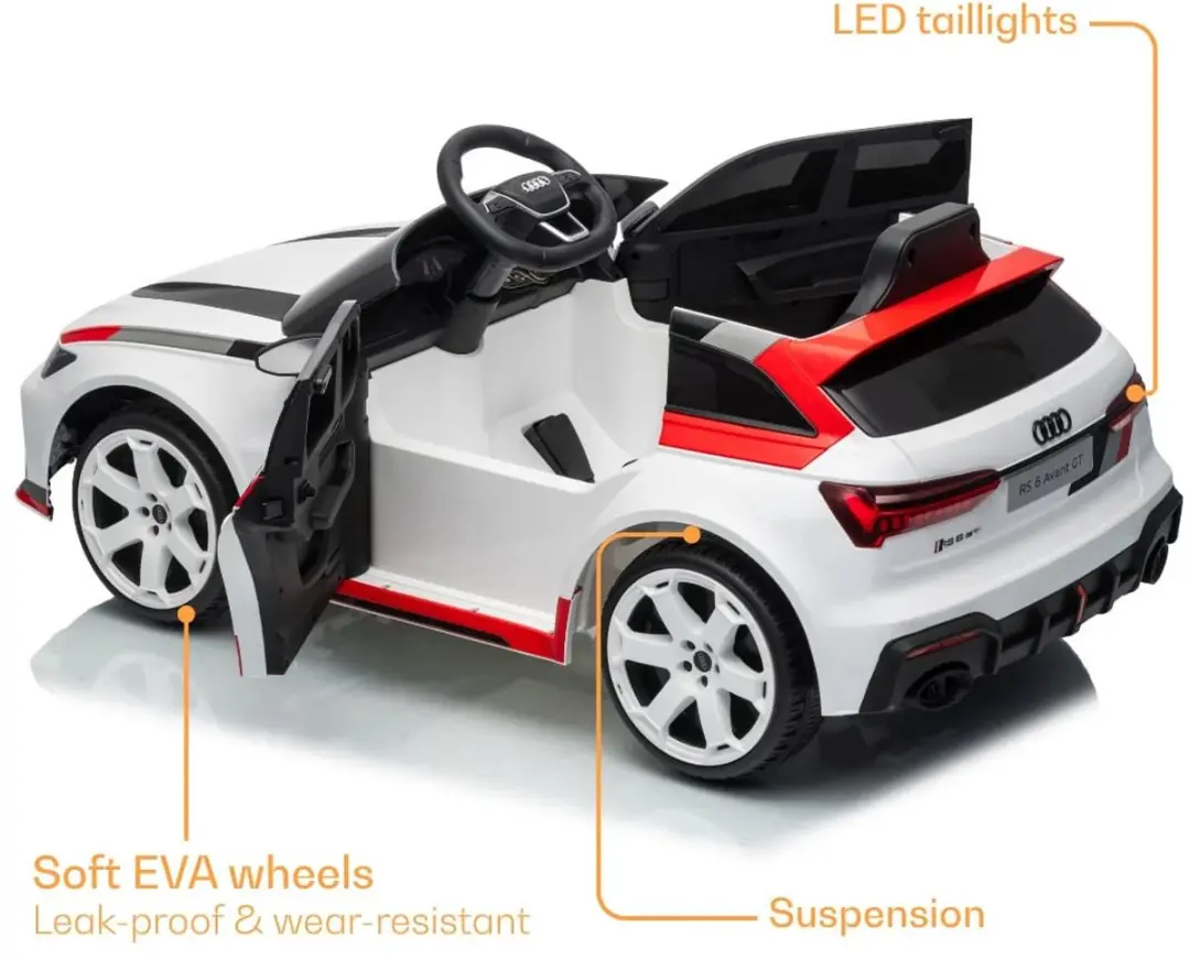 Vrooomy Audi RS6 Avant GT Elektrische Kinderauto 12V - Wit - afbeelding 5 van 6