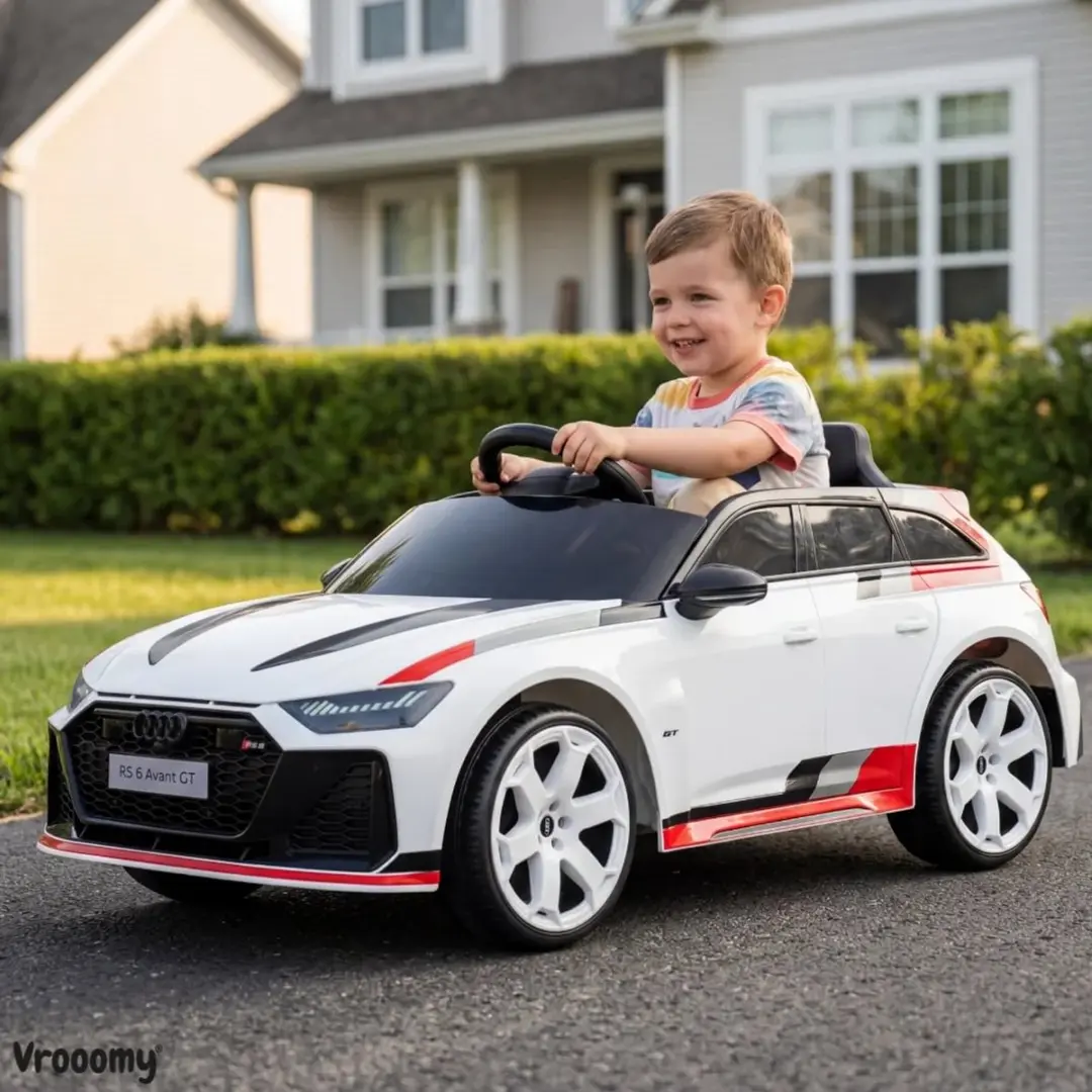 Vrooomy Audi RS6 Avant GT Elektrische Kinderauto 12V - Wit - afbeelding 4 van 6