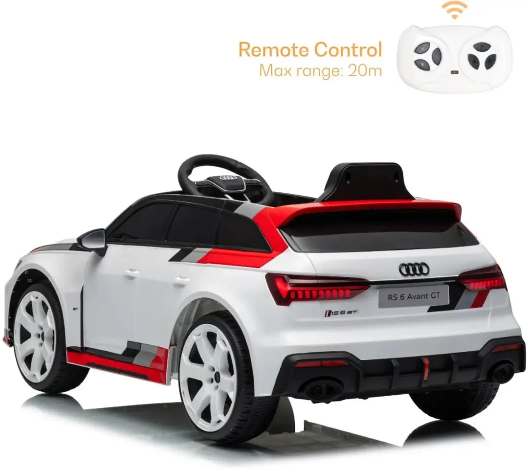 Vrooomy Audi RS6 Avant GT Elektrische Kinderauto 12V - Wit - afbeelding 2 van 6
