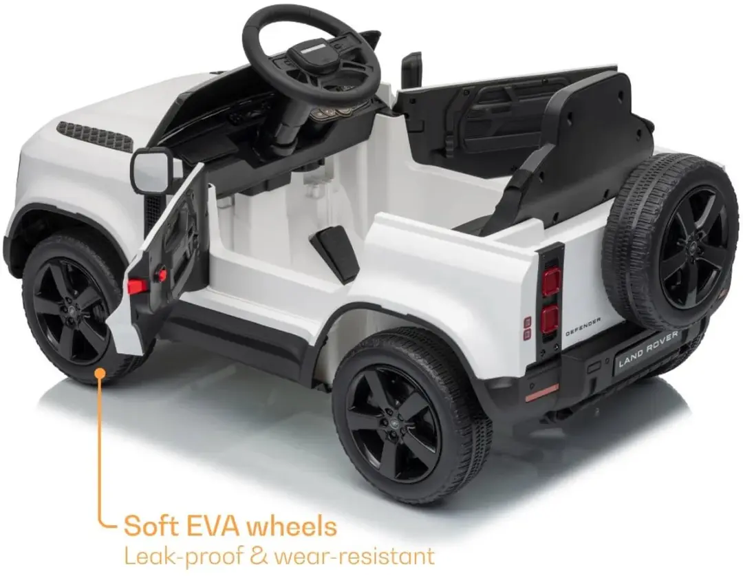 Vrooomy Land Rover Defender 90 Elektrische Kinderauto 12V - Wit - afbeelding 3 van 6