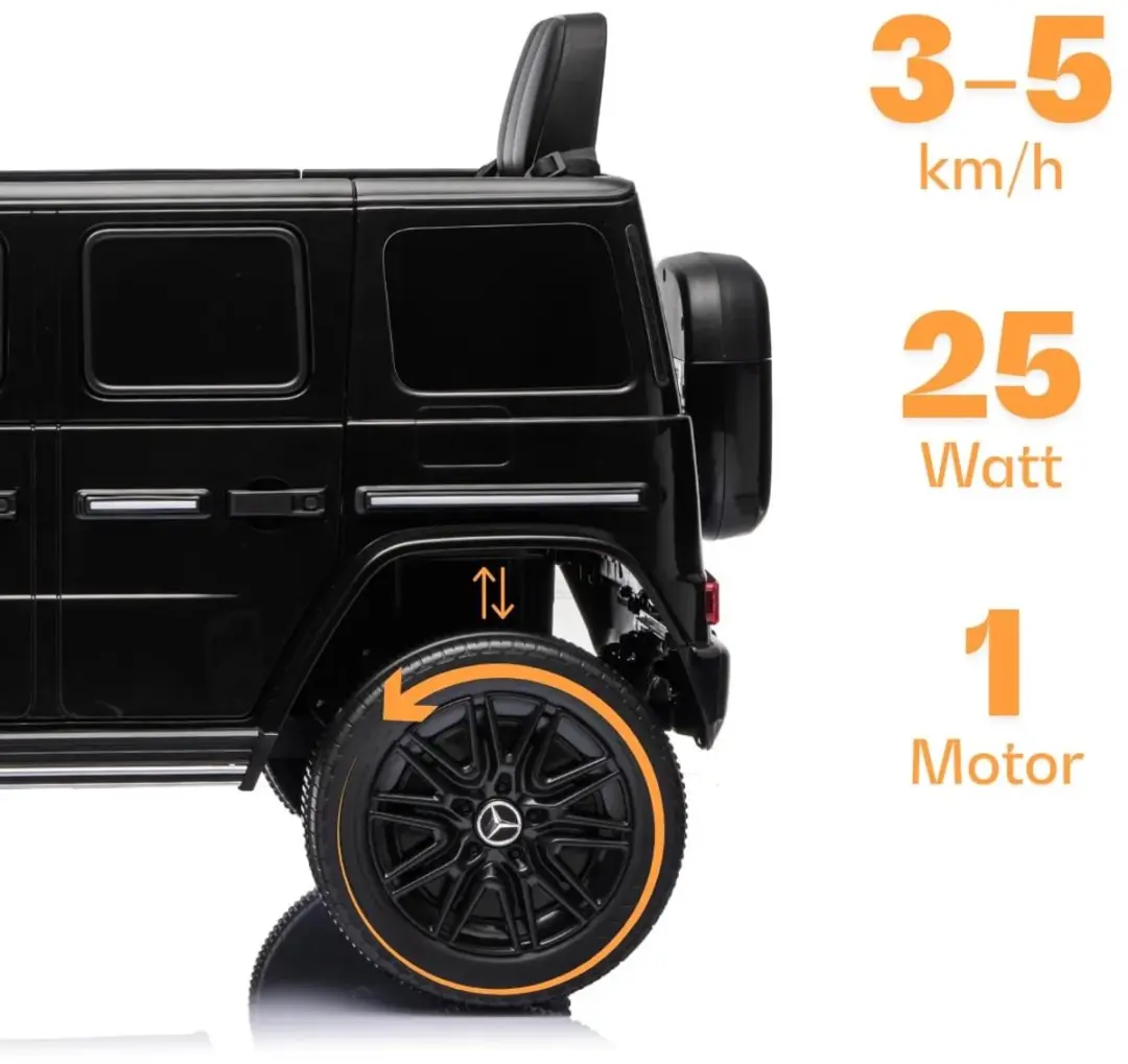 Vrooomy Mercedes-Benz G-Klasse Elektrische Kinderauto 7.4V - Zwart - afbeelding 2 van 6