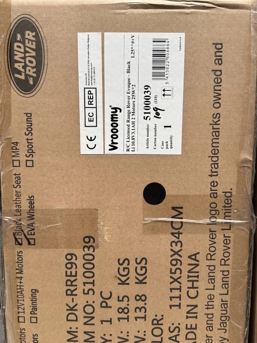 Vrooomy Range Rover Evoque S 12V Kinderauto - Zwart - afbeelding 5 van 6
