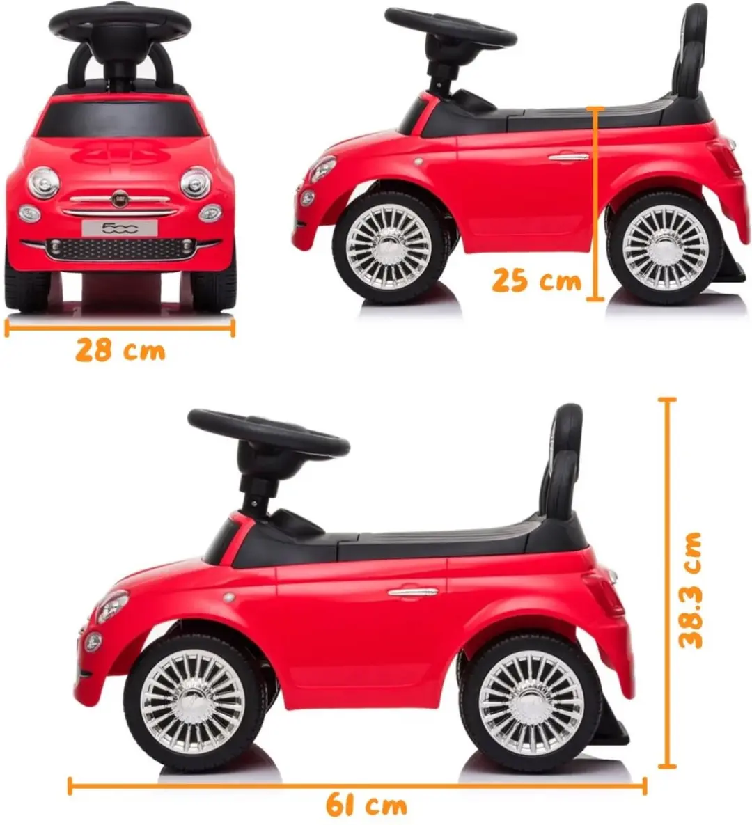 Vrooomy Fiat 500 Loopauto Rood - 1 tot 3 jaar - afbeelding 3 van 6