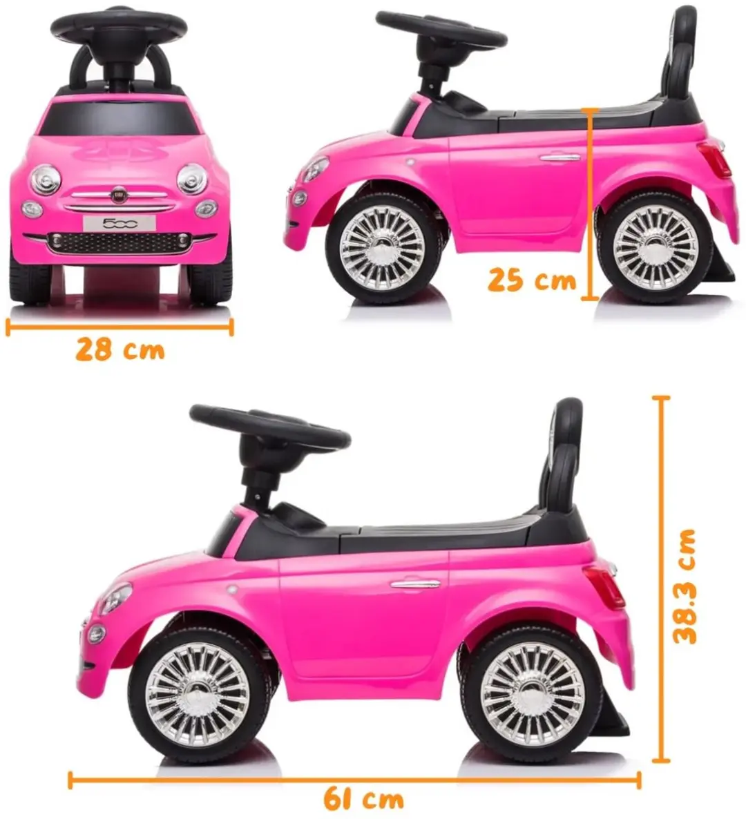 Vrooomy Fiat 500 Loopauto Roze - 1-3 jaar - afbeelding 6 van 6