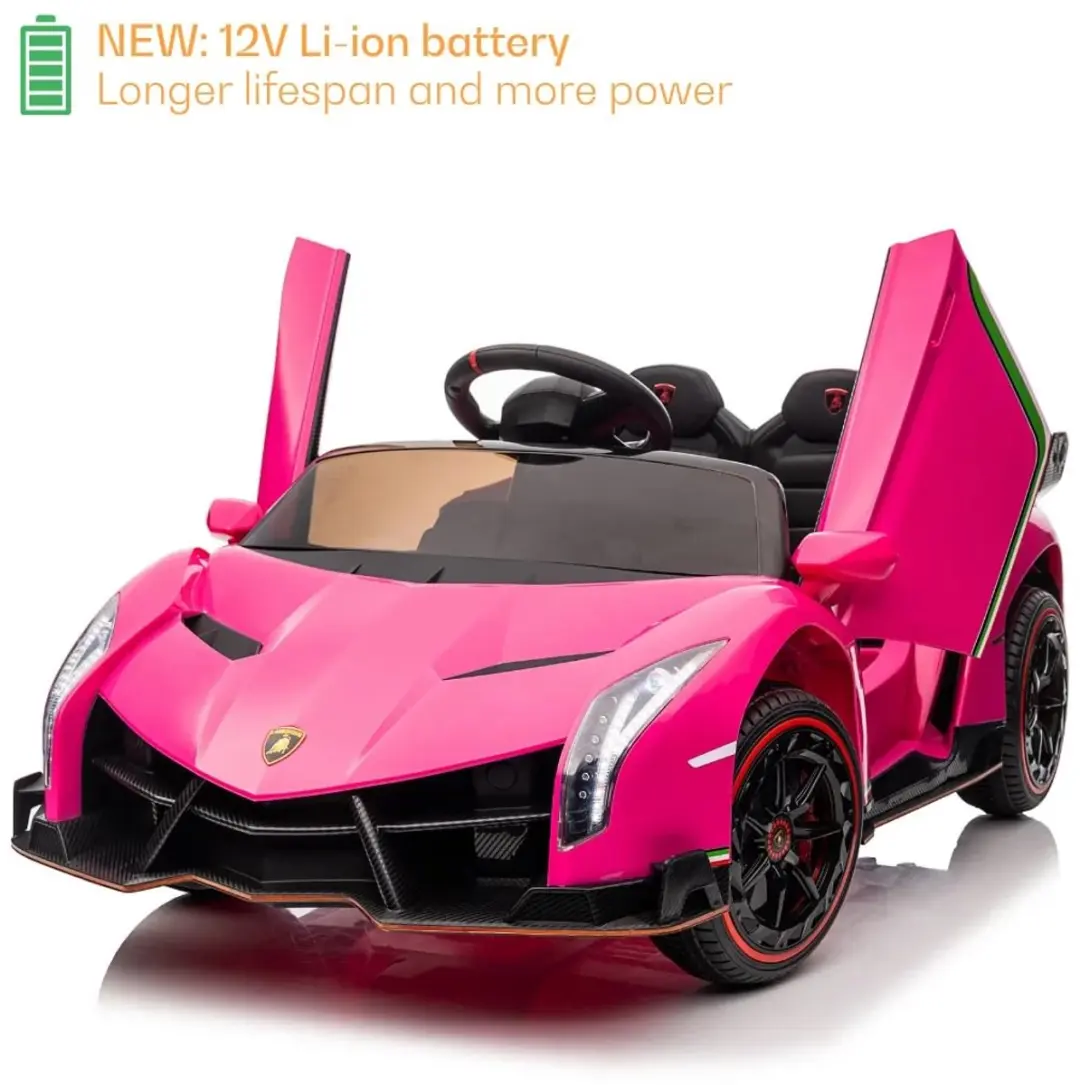Vrooomy Lamborghini Veneno 12V Roze Kinderauto - 4x4 - afbeelding 2 van 6