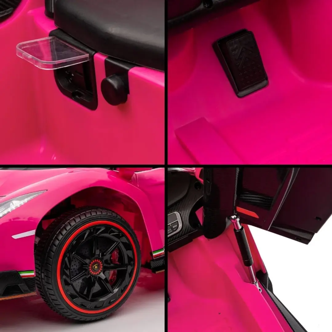 Vrooomy Lamborghini Veneno 12V Roze Kinderauto - 4x4 - afbeelding 5 van 6