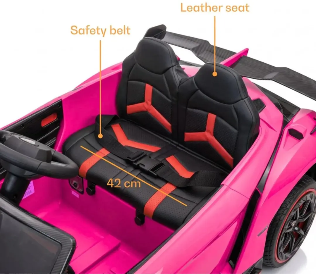 Vrooomy Lamborghini Veneno 12V Roze Kinderauto - 4x4 - afbeelding 3 van 6