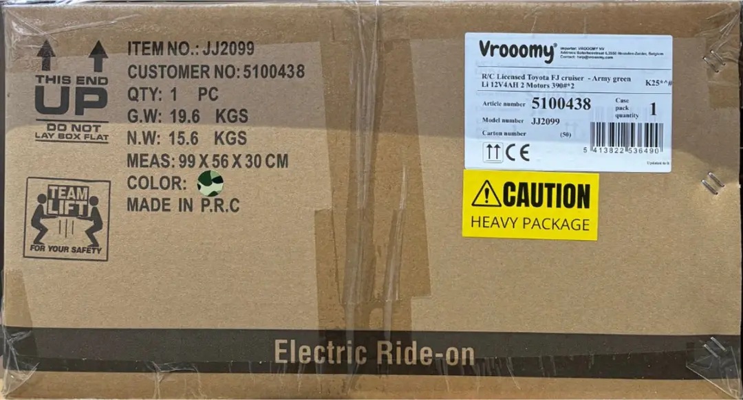 Vrooomy Toyota FJ Cruiser Elektrische Kinderauto 12V - Groen - afbeelding 5 van 6