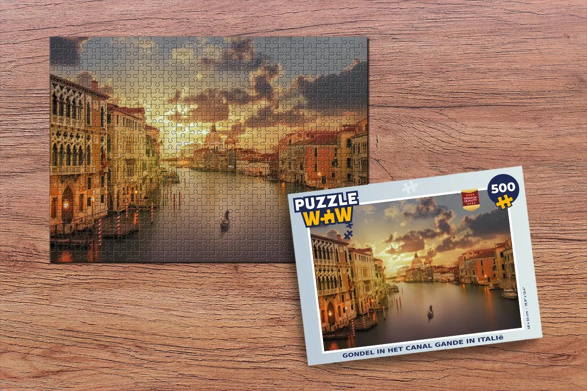 PuzzleWow Italië Gondel Canal Grande Legpuzzel 500 Stuks - Multicolor