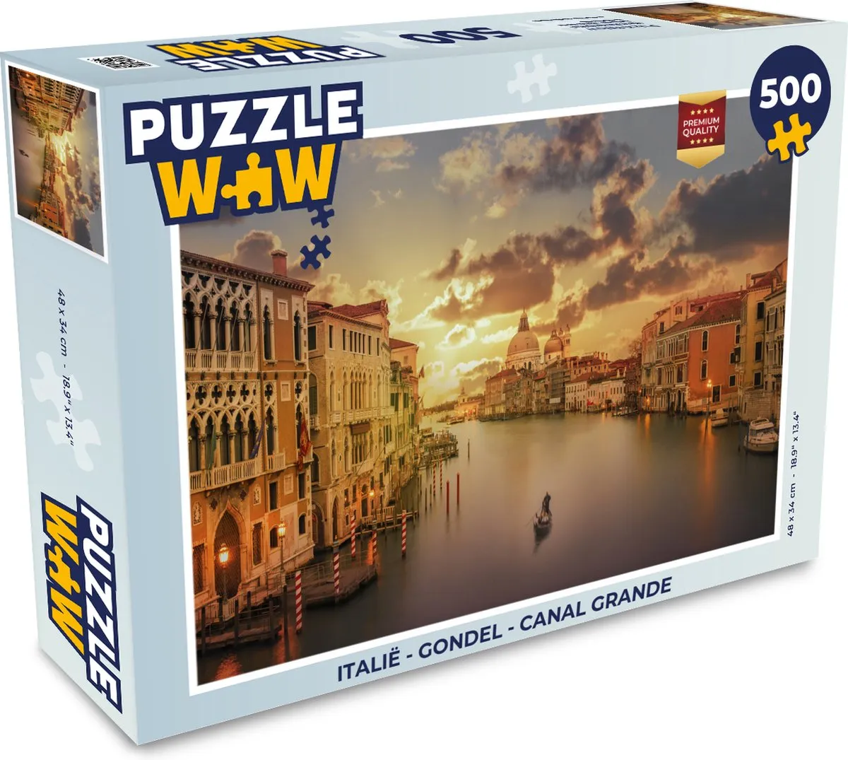 PuzzleWow Italië Gondel Canal Grande Legpuzzel 500 Stuks - Multicolor