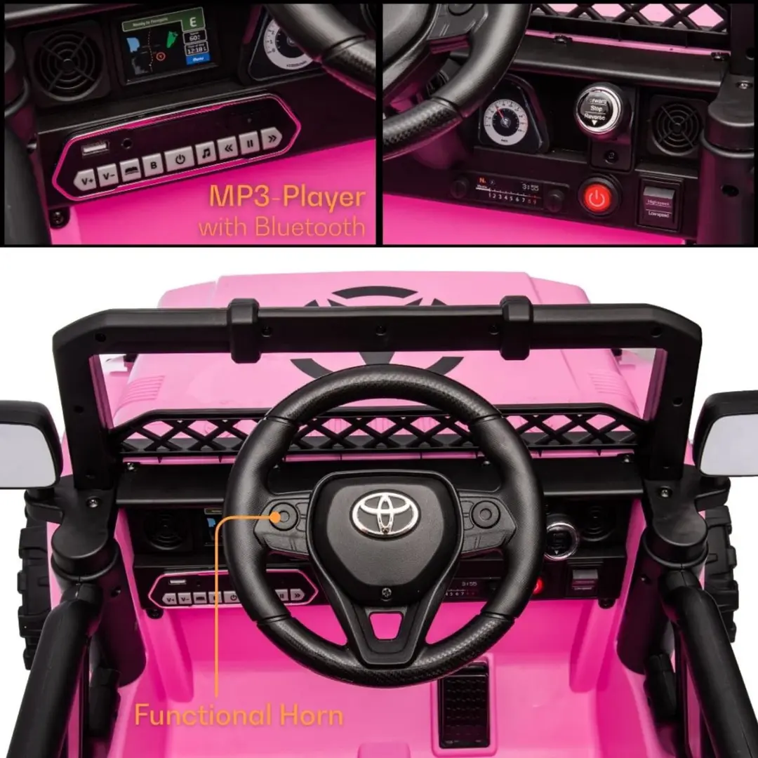 Vrooomy Toyota FJ Cruiser Elektrische Kinderauto 12V - Roze - afbeelding 2 van 6