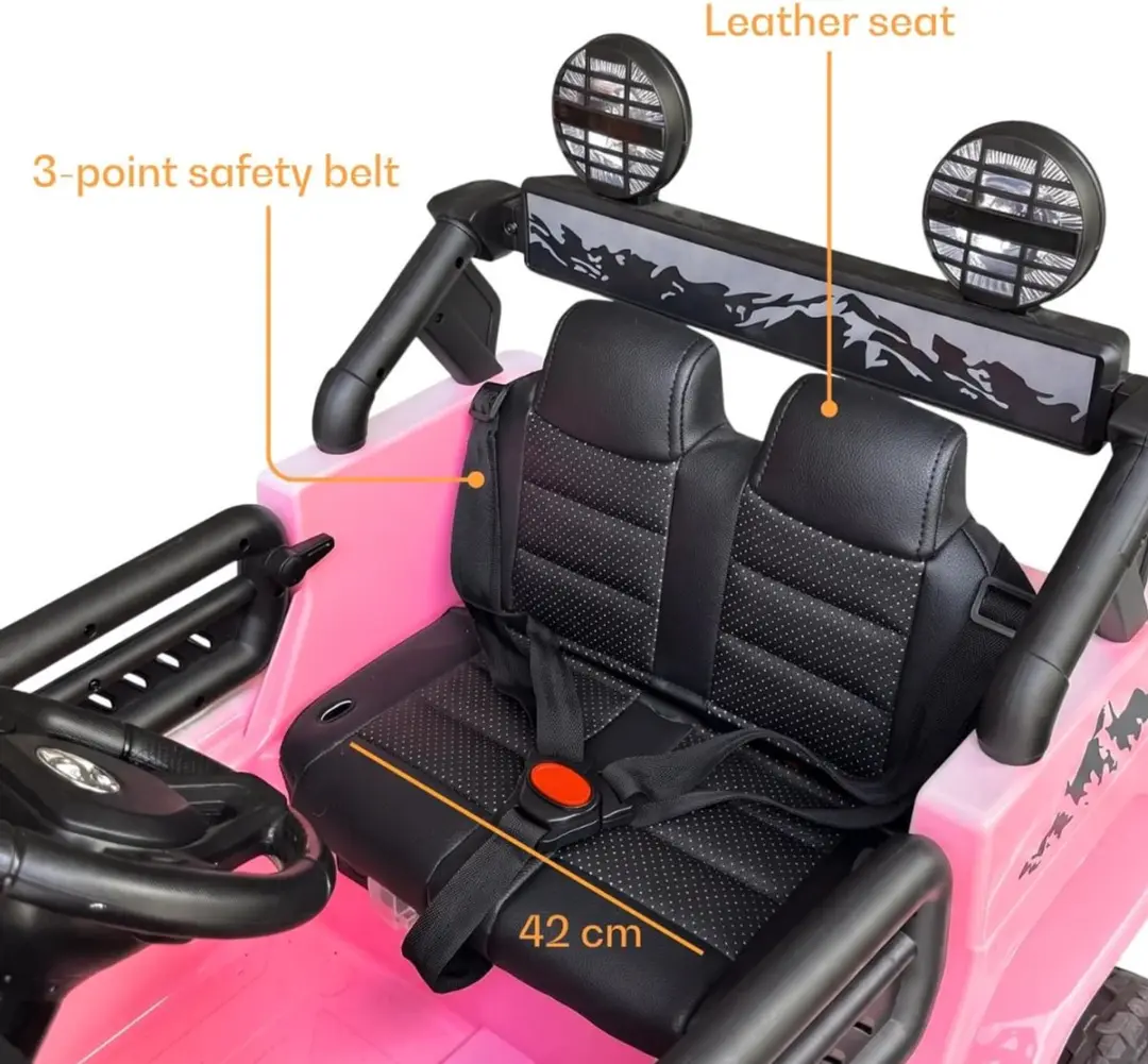 Vrooomy Toyota FJ Cruiser Elektrische Kinderauto 12V - Roze - afbeelding 5 van 6
