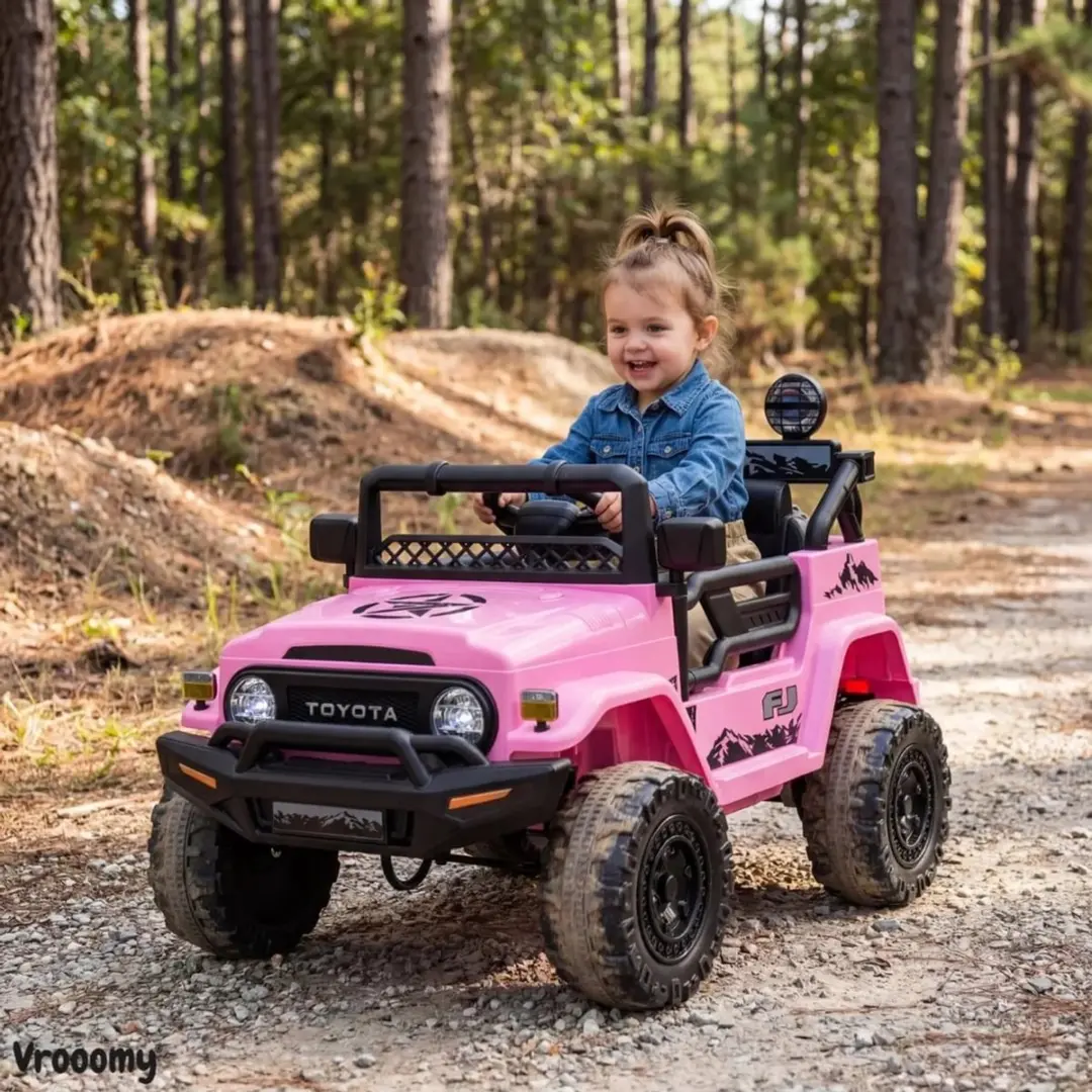Vrooomy Toyota FJ Cruiser Elektrische Kinderauto 12V - Roze - afbeelding 4 van 6