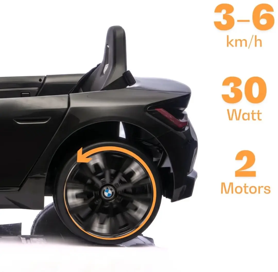 Vrooomy BMW i4 Elektrische Kinderauto 12V - Zwart - afbeelding 2 van 6