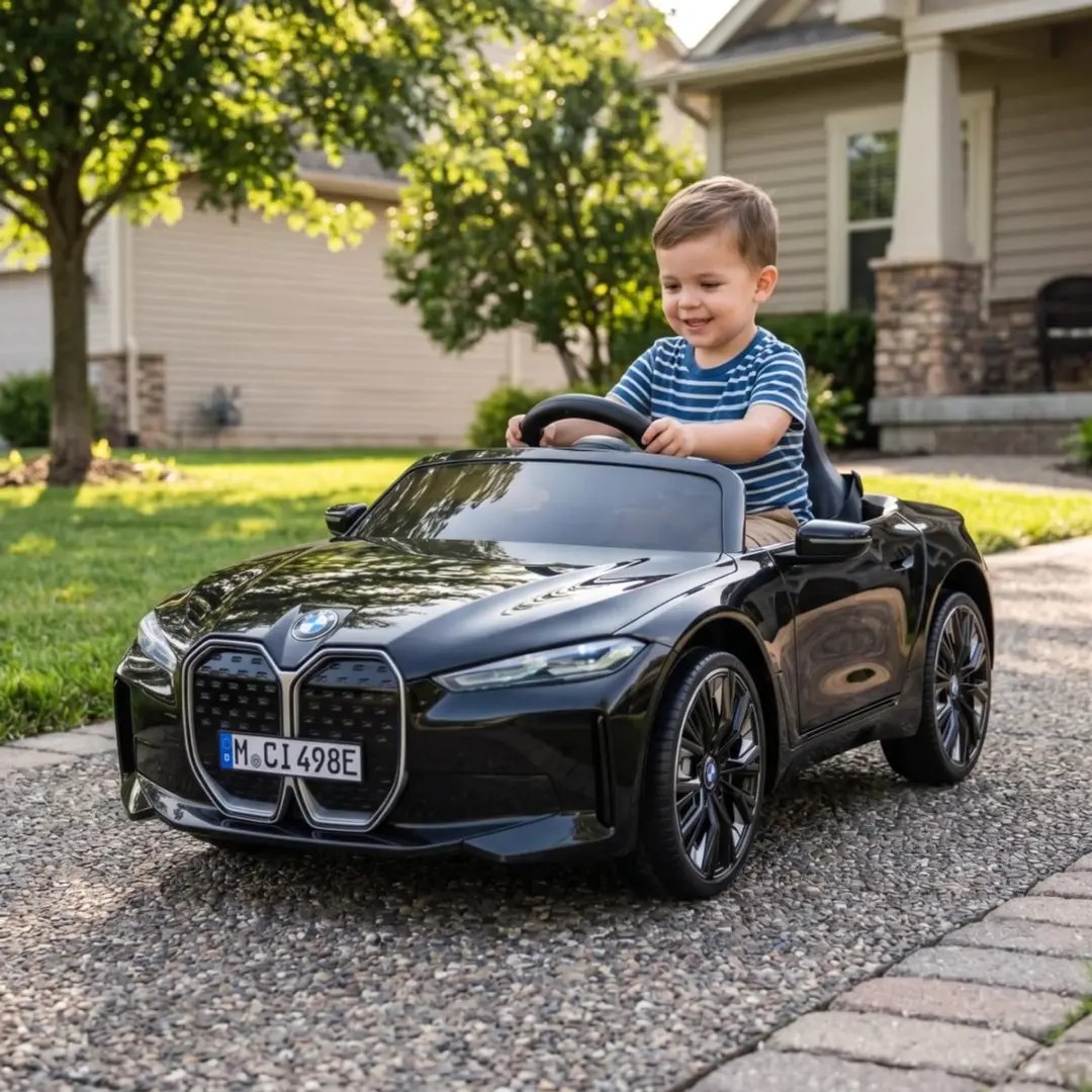 Vrooomy BMW i4 Elektrische Kinderauto 12V - Zwart - afbeelding 4 van 6