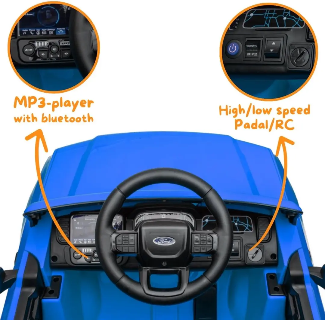 Vrooomy Ford Ranger Wildtrak 12V Kinderauto Blauw - afbeelding 2 van 6