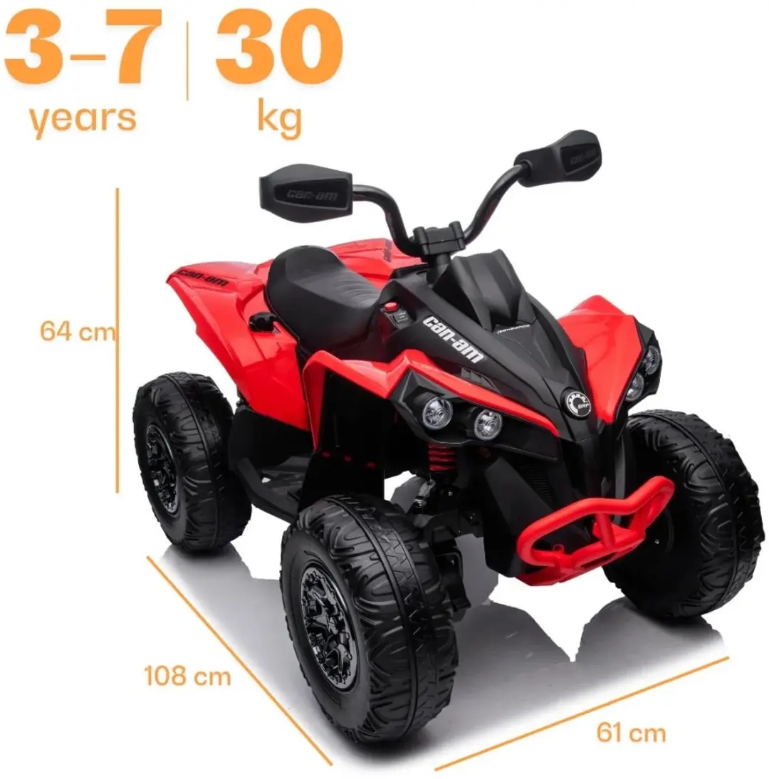 Vrooomy Can-Am Renegade 850 12V Kinderquad - Rood - afbeelding 6 van 6