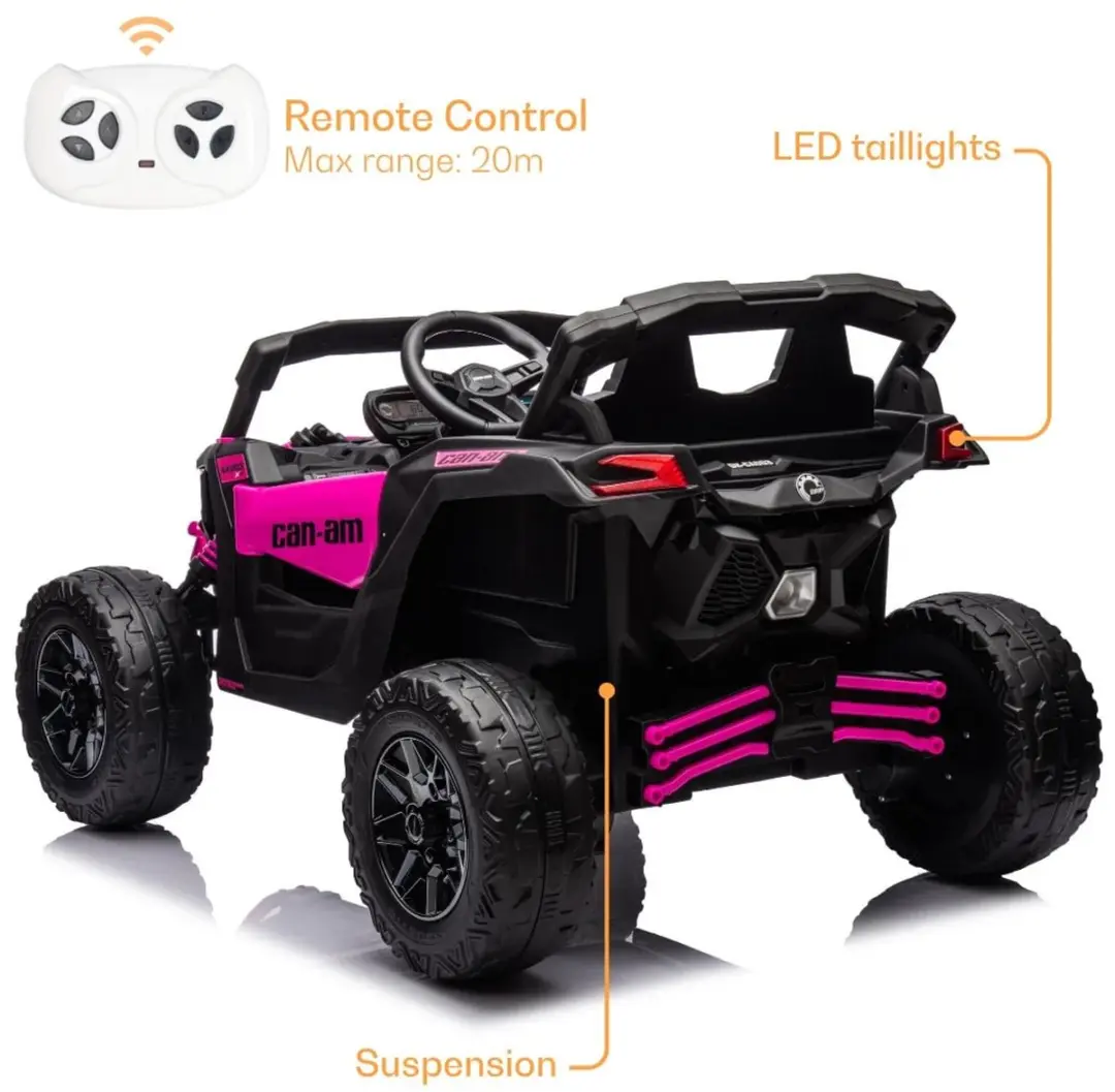 Vrooomy Can-Am Maverick R 12V Kinderauto Roze - afbeelding 3 van 6