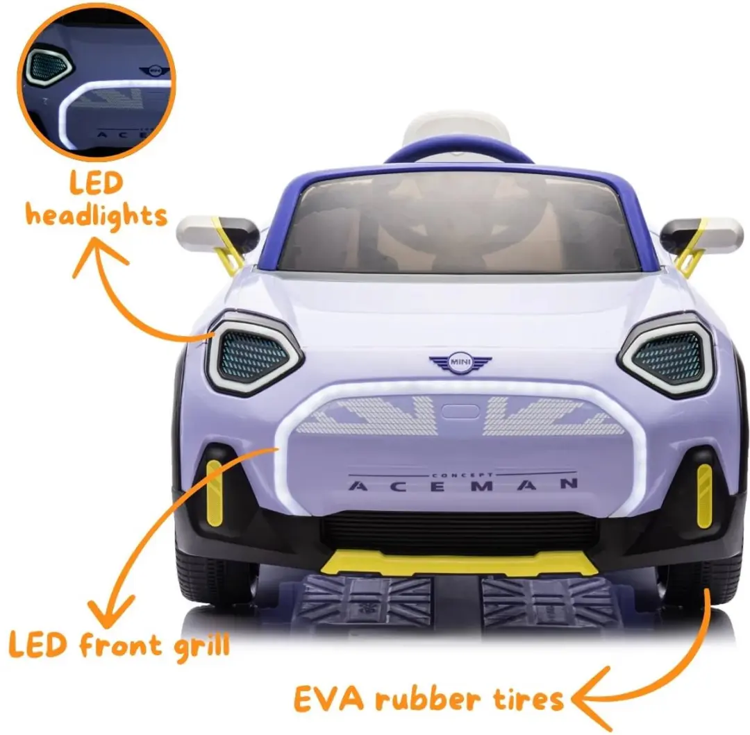 Vrooomy Mini Aceman Concept 12V Kinderauto - Paars - afbeelding 6 van 6