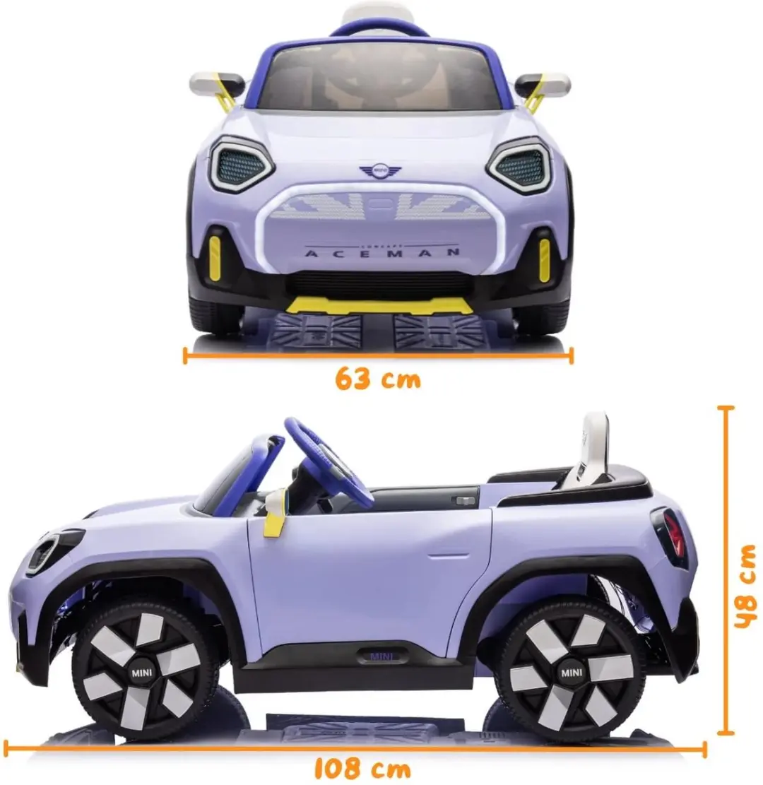 Vrooomy Mini Aceman Concept 12V Kinderauto - Paars - afbeelding 5 van 6