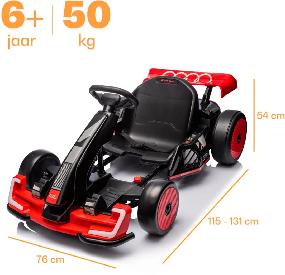 Vrooomy Audi Drift e-Gokart 24V - Rood - afbeelding 6 van 6