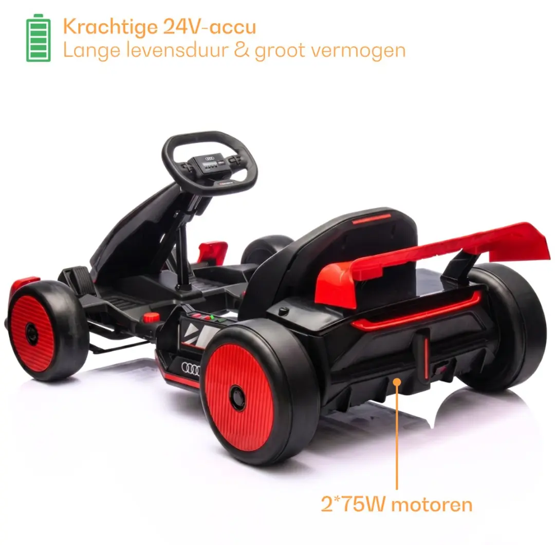 Vrooomy Audi Drift e-Gokart 24V - Rood - afbeelding 2 van 6