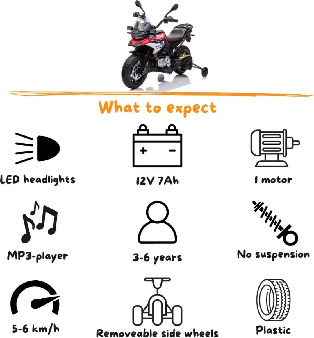 Vrooomy BMW F850 GS Elektrische Kindermotor 12V - Rood - afbeelding 6 van 6