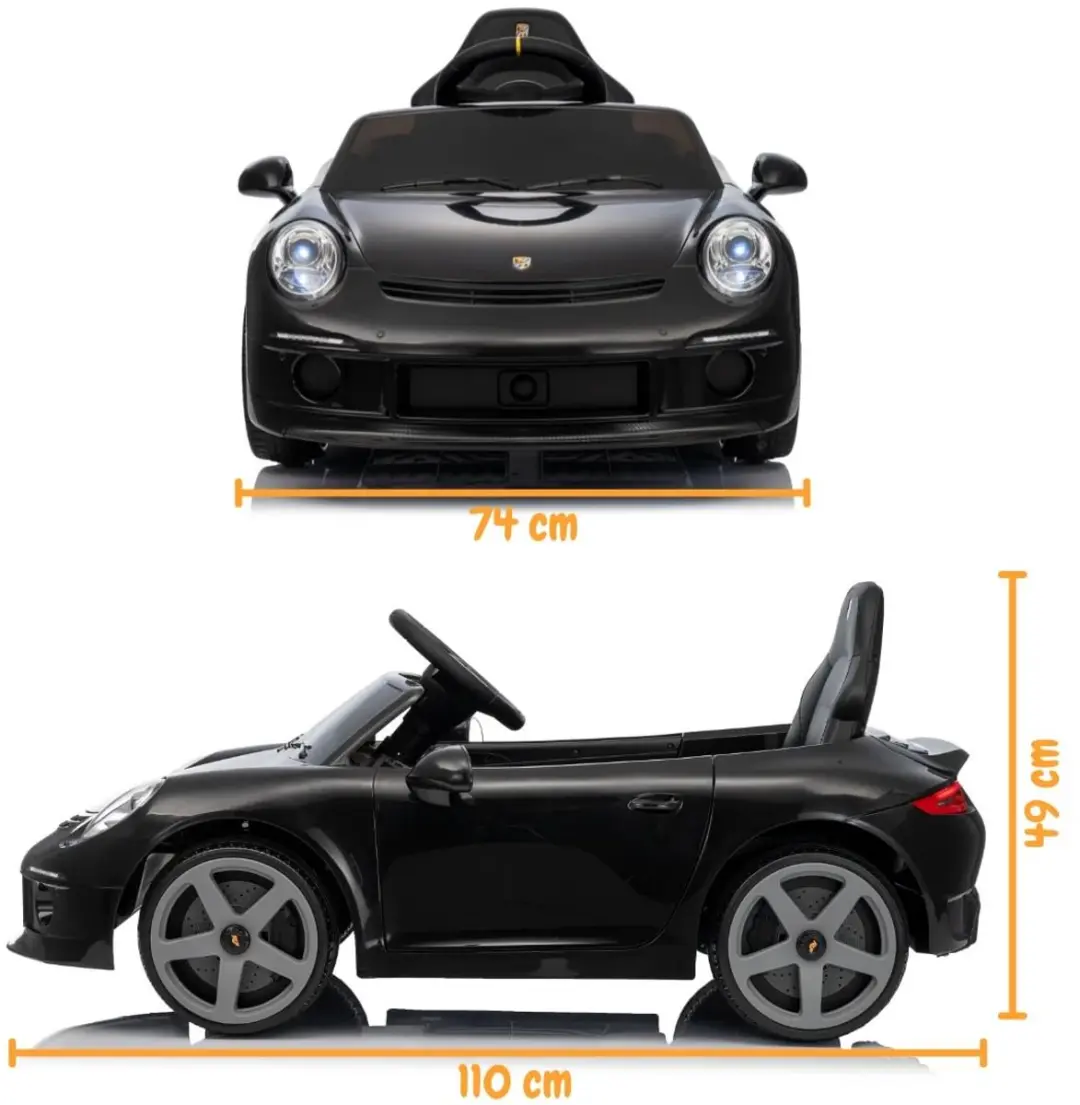 Vrooomy RUF GT 12V Kinderauto - Zwart - afbeelding 3 van 6
